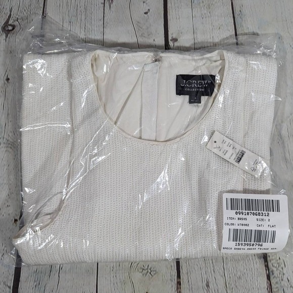 J. Crew Collection fringe-trim sheath dress in sequin 2 White NWT - Picture 12 of 12